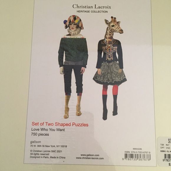 Christian Lacroix Heritage Collection Love Who You Want 750 Piece Shaped Puzzle - Picture 3 of 3